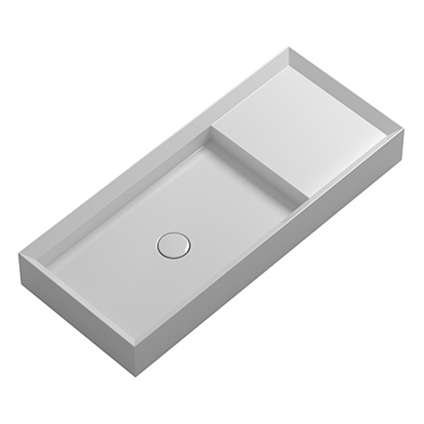 Parisi Cut 900x380 Bench Basin with Platform - No Tap Hole - Gloss White - VA170