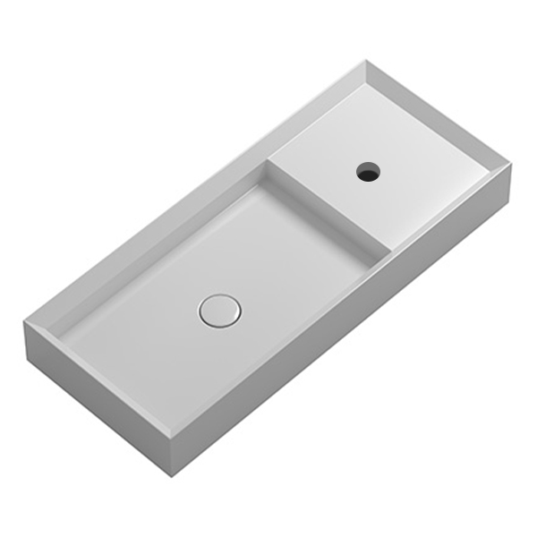 Parisi Cut 900x380 Bench Basin with Platform - 1 Tap Hole - Gloss White - VA171