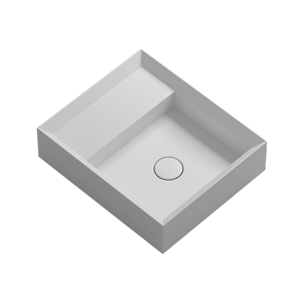 Parisi Cut 450x380 Bench Basin w- Platform - No Tap Hole - Matte White