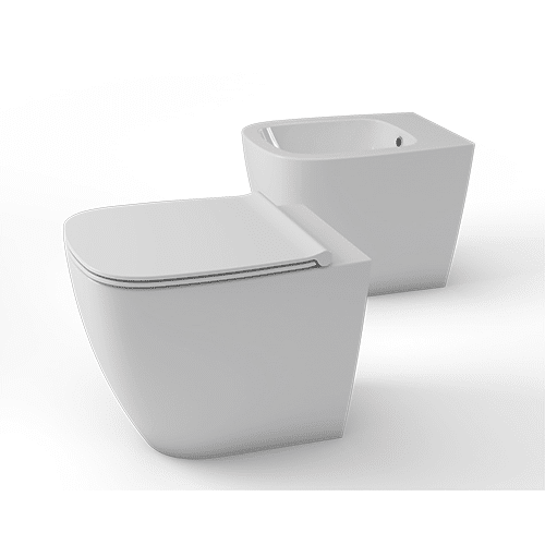 Globo Genesis SENZABRIDA® Floor Standing Toilet Pan & Soft Close Seat - Gloss White - GENFMW
