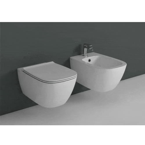 Globo Genesis SENZABRIDA® Wall Hung Pan & Soft Close Seat - Gloss White - GENWHW