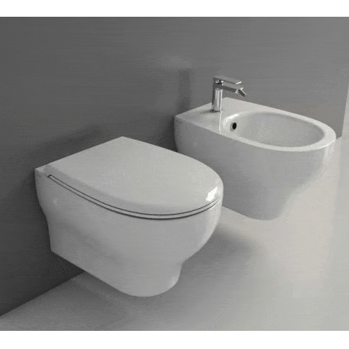 Globo Grace SENZABRIDA® Wall Hung Pan & Soft Close Seat - Gloss White - GRWHW
