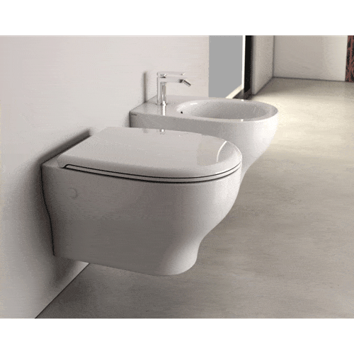 Globo Grace SENZABRIDA® Wall Hung Pan & Soft Close Seat - Gloss White - GRWHW