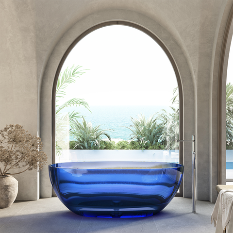 Cassa Design Wow 1500mm Translucency Resin Stone Freestanding Bath No Overflow - Gem Blue