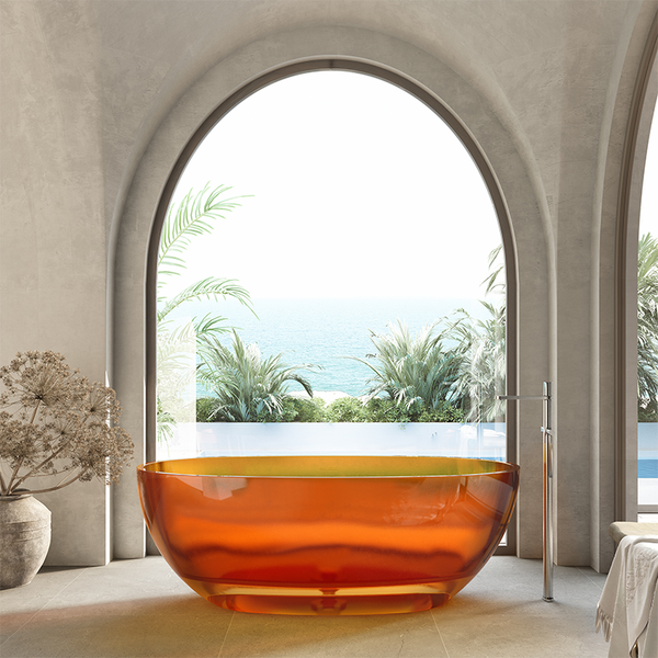 Cassa Design Wow 1500mm Translucency Resin Stone Freestanding Bath Includes Overflow - Golden Beige