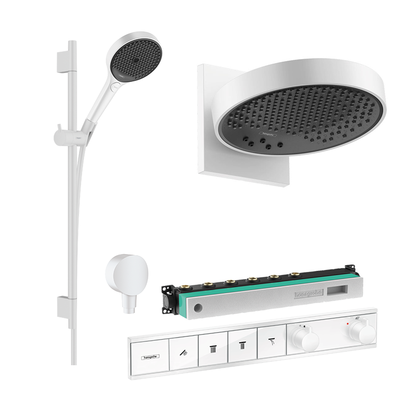 Hansgrohe Rainfinity Shower Set Package - Matte White - 26233707 + 01800180 + 15382700 + 15312180 + 28632700 + 26865700 + 26453700 + 93276000