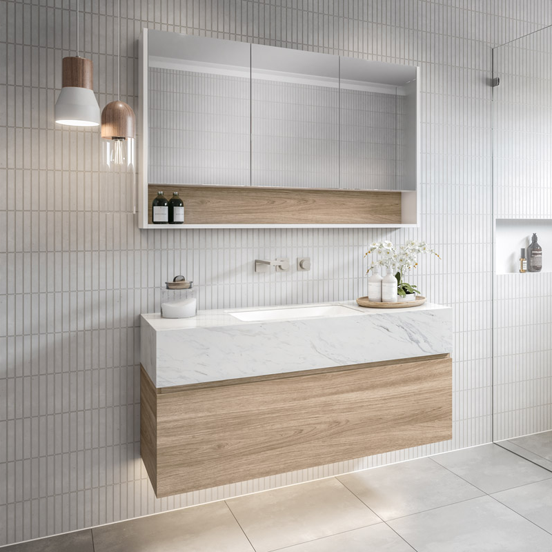 Timberline Kingsley Wall Hung Vanity with SilkSurface Top & Basin 750mm - KINV750CBXUW