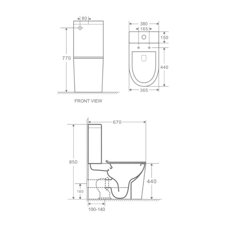 Gareth Ashton Park Avenue Universal Rimless Wall Faced Toilet Suite - LT-2125A