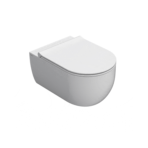 Globo Mode Senzabrida Wall-Hung Toilet Pan & Soft Close Seat Kit - Gloss White - MODEWHW