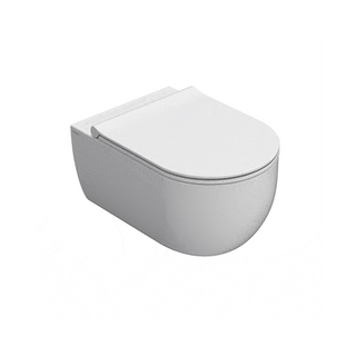 Globo Mode Senzabrida Wall-Hung Toilet Pan & Soft Close Seat Kit - Gloss White - MODEWHW