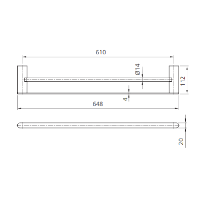 Oliveri Madrid Double Towel Rail 650mm - Brushed Nickel