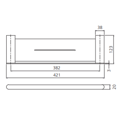 Oliveri Madrid Metal Shelf 420mm - Brushed Nickel - MA891A07BN