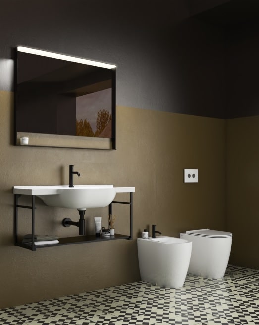 Globo Mode Senzabrida Floor Mounted Toilet Pan & Soft Close Seat Kit - Gloss White - MODEFMW