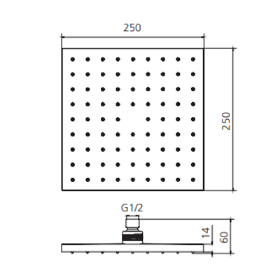 Oliveri Monaco Shower Rose Square - Matte Black - MO29301MB