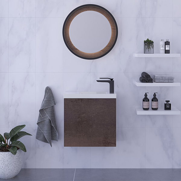 Timberline Ollie Wall Hung Vanity with Nano Polymarble Top & Basin 400mm