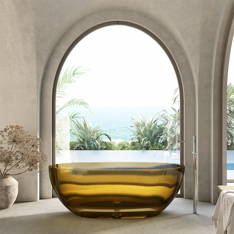 Cassa Design Wow 1500mm Translucency Resin Stone Freestanding Bath Includes Overflow - Opal Yellow