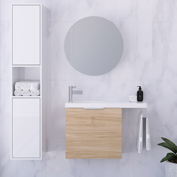 Timberline Oscar Wall Hung Vanity with Top & Basin 550mm Top - Left Offset