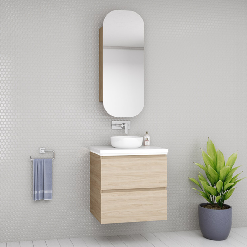 Timberline Oxbow Wall Hung Vanity with SilkSurface Top & Basin 750mm - OXBV750CSSAW