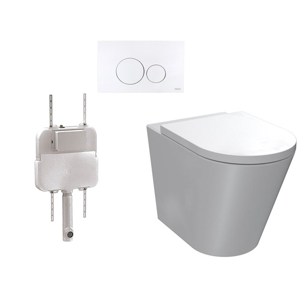 Parisi Linfa PN770 Rimless Floor Mount Package with Tondo Gloss White Flush Plate - PN770 + PA110 + PA225