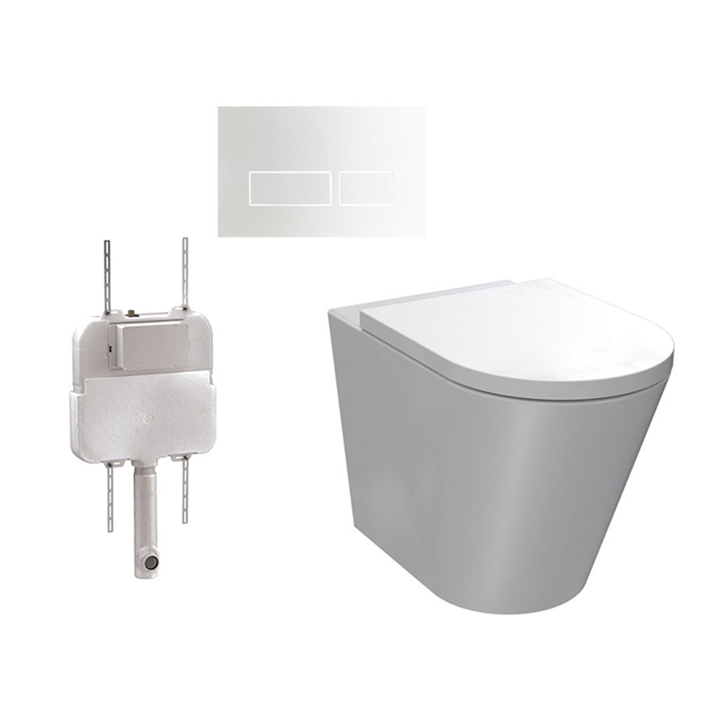 Parisi Linfa PN770 Rimless Floor Mount Package with Blade Gloss White Flush Plate - PN770 + PA110 + PA235
