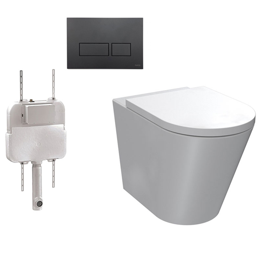 Parisi Linfa PN770 Rimless Floor Mount Package with Blade Matte Black Flush Plate - PN770 + PA110 + PA234