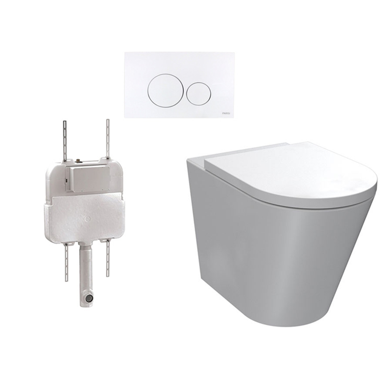 Parisi Linfa PN770 Rimless Floor Mount Package with Tondo Gloss White Flush Plate