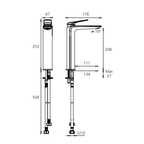 Oliveri Paris Tower Basin Mixer - Brushed Nickel - PA070520BN