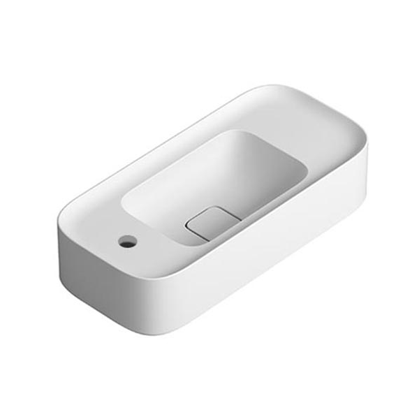 Parisi Cameo Wall Basin 600x280 - 1 Tap Hole/Left - Matte White - VA281L/S.01