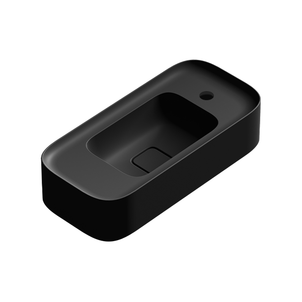 Parisi Cameo Wall Basin 600x280 with 1 Tap Hole Right - Matt Black - VA281R/S.22