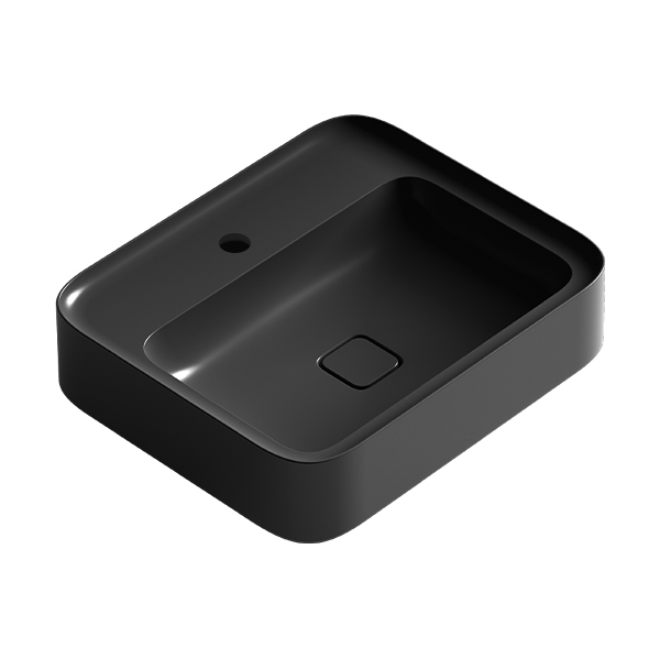 Parisi Cameo Wall Basin 600x500 - 1 Tap Hole - Gloss Black - VA321/S.02