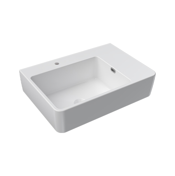 Parisi Quasar 65 Wall Basin with Right Hand Shelf - 1 Tap Hole - Gloss White - SMQU651R/S