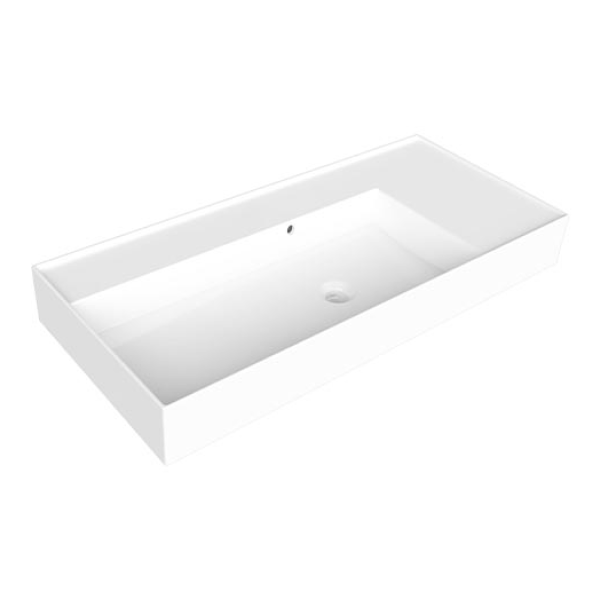 Parisi Twenty 100 Left Bowl Bench Basin - No Tap Hole - Gloss White