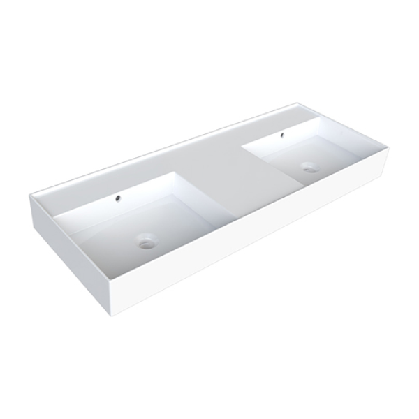Parisi Twenty 120 Double Bowl Wall Basin - No Tap Hole - Gloss White - TC201240/S