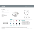 Fienza Reba Above Counter Basin - Matte White - RB3134W