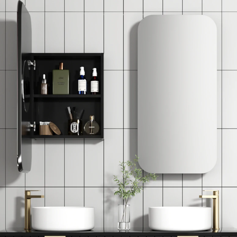 Cassa Design Rec 900 x 450 Matte Black Shaving Cabinet - REC9045B