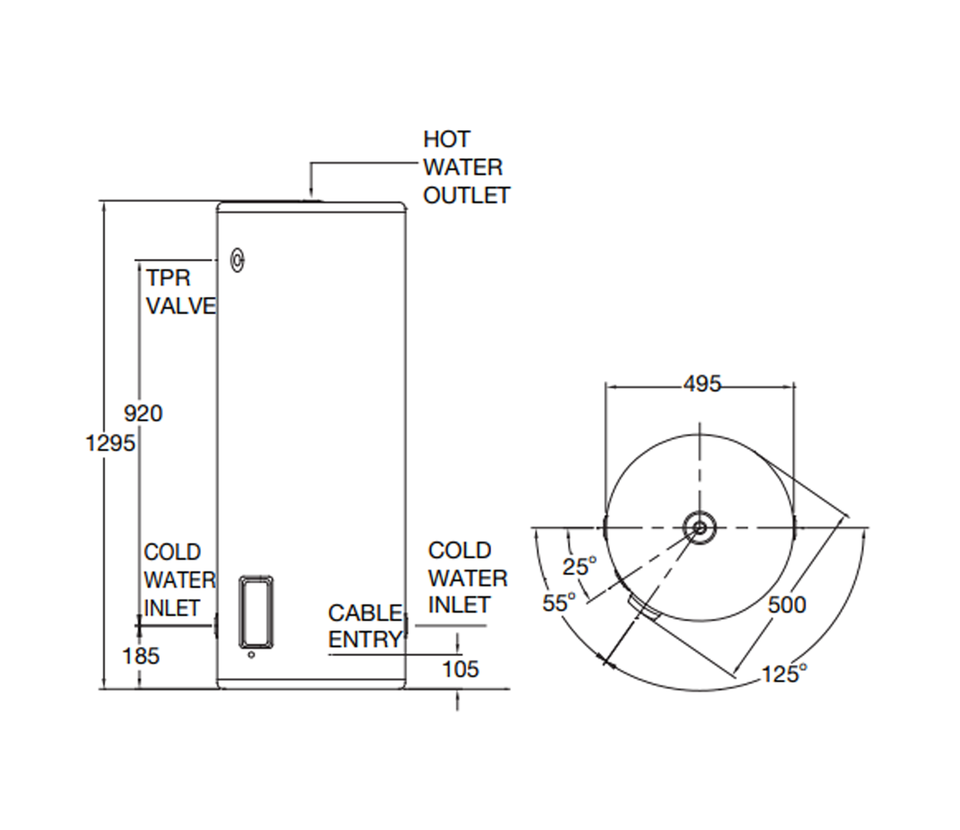 Rheem Stellar® 125L 3.6kW Stainless Steel Electric Water Heater - 4A1125G7