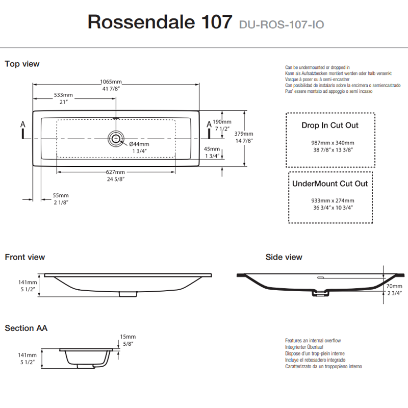 Victoria + Albert Rossendale 107 Under Counter Basin - Gloss White - DU-ROS-107-IO