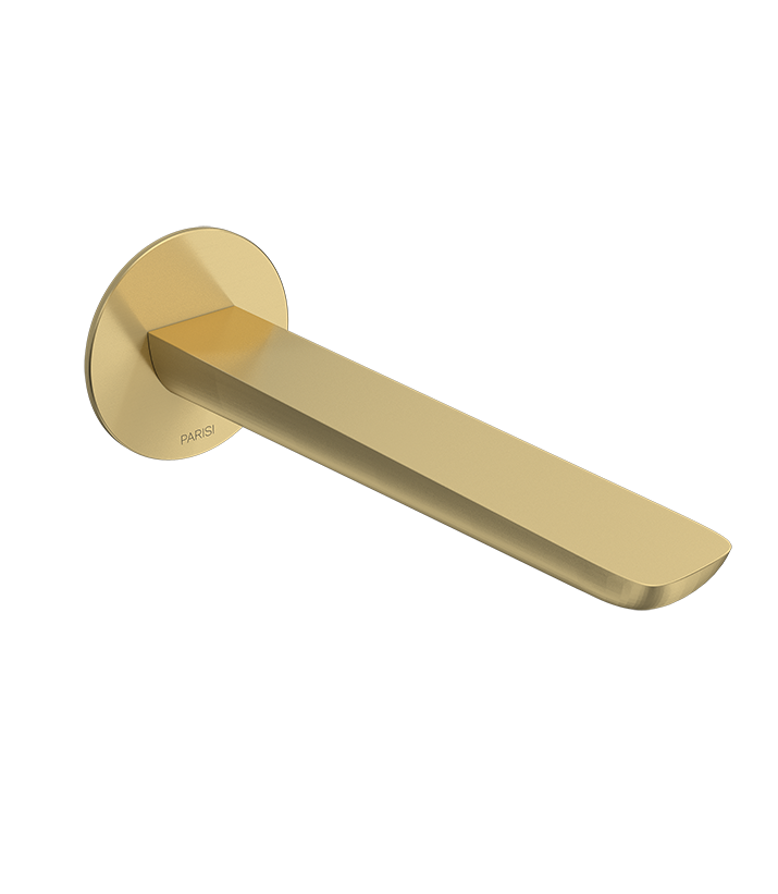 Parisi Slim II Wall Bath Spout 190mm - Brushed Brass