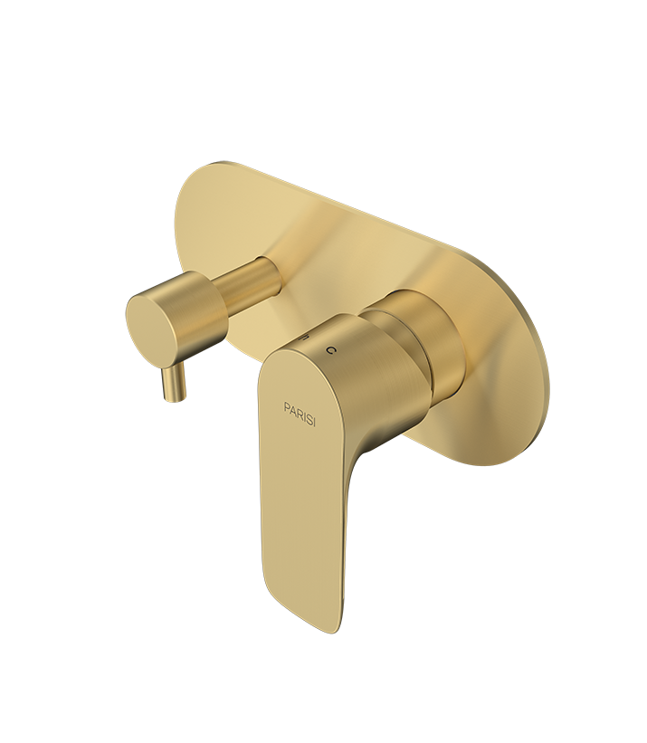 Parisi Slim II Wall Mixer with 2-Way Diverter - Brushed Brass - S2.04.46