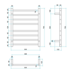 Thermogroup 240V Straight 530 Round Ladder Heated Towel Rail - SR23M Polished Stainless Steel