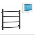 Thermorail 240V Straight 550 Round Heated Towel Ladder w/White Dual Control Thermostat - SR25MB Matte Black - SR25MB + 5245