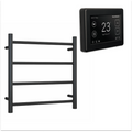 Thermorail 240V Straight 550 Round Heated Towel Ladder w/Dual Control Thermostat - SR25MB Matte Black - SR25MB + 5246