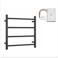 Thermorail 240V Straight 550 Round Heated Towel Ladder w/Eco Timer - SR25MB Matte Black - SR25MB + ET12C