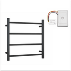 Thermorail 240V Straight 550 Round Heated Towel Ladder w/Eco Timer - SR25MB Matte Black - SR25MB + ET12C