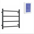 Thermorail 240V Straight 550 Round Heated Towel Ladder w/7 Day Timer - SR25MB Matte Black - SR25MB + TRTS