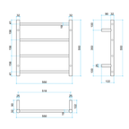 Thermogroup 240V Straight 550 Round Ladder Heated Towel Rail - SR25M Polished Stainless Steel