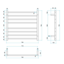 Thermorail 240V Straight 750 Round Ladder Heated Towel Rail - SR33M Polished Stainless Steel