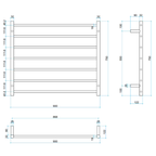 Thermorail 240V Straight 900 Round Ladder Heated Towel Rail - SR93M Polished Stainless Steel