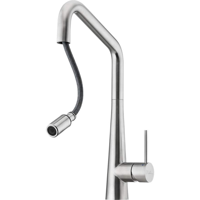 Oliveri Essente Stainless Steel Square Gooseneck Pull-Out Mixer - Stainless Steel