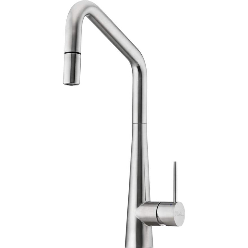 Oliveri Essente Stainless Steel Square Gooseneck Pull-Out Mixer - Stainless Steel